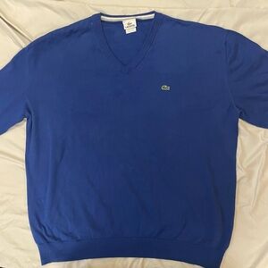 3XL Lacoste Men's Royal Blue V-Neck Sweater